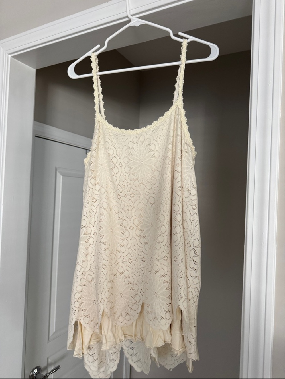Free People Cream Crochet Lace Cami Tank
